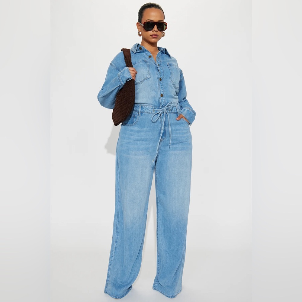 Fashion Nova Sefari denim jumpsuit - L
